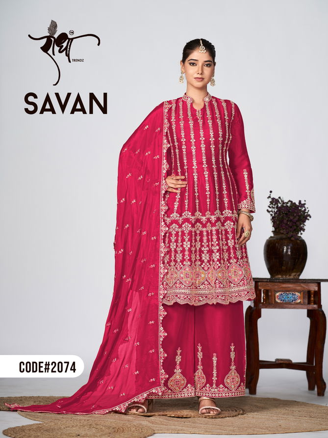 Savan By Radha Trendz Heavy Embroidery Chinon Readymade Suits Wholesale Price In Surat